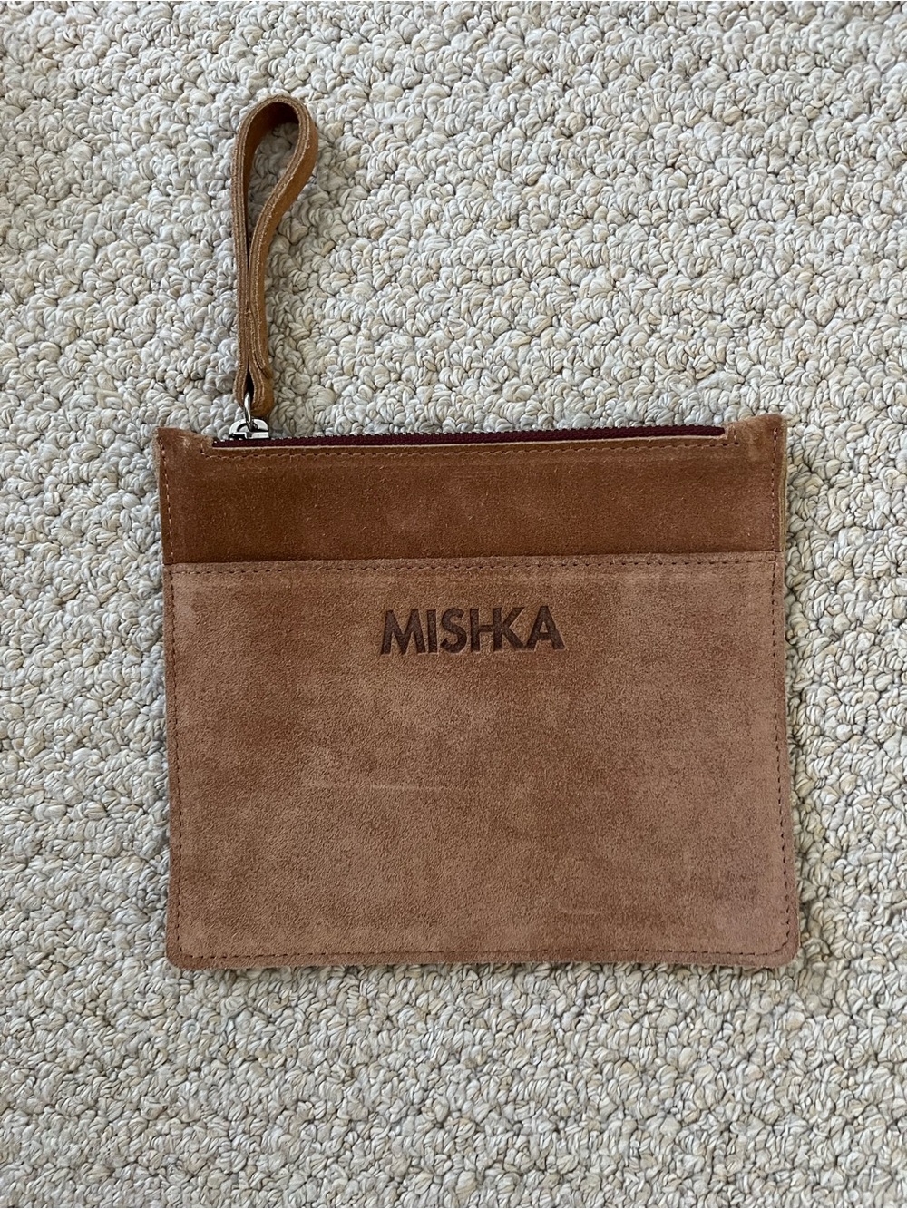 Mishka Tan Suede Wristlet